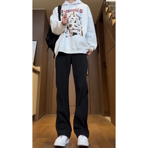 BAA AND BAA休闲裤子男春夏季垂坠感高级感微喇弯刀西裤男修身直筒阔腿冰丝裤 黑色XK00-YZXS L 【建议95-115斤 】