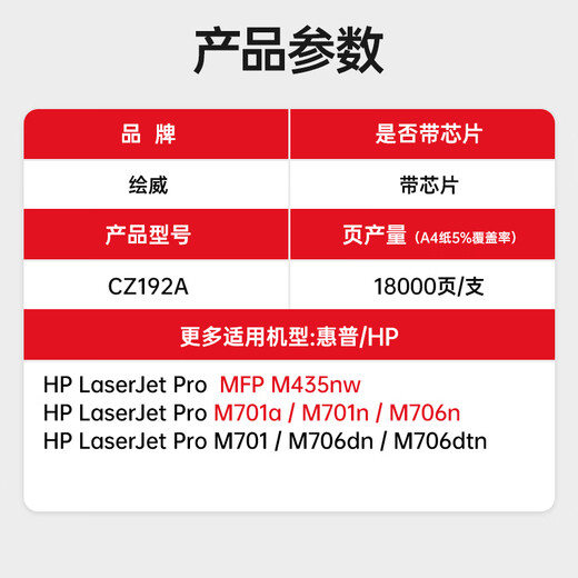 绘威192a硒鼓适用惠普m706n硒鼓M435nw M701n M701a M706 M706n打印机粉盒m701n粉盒93a硒鼓cz192a超大容量