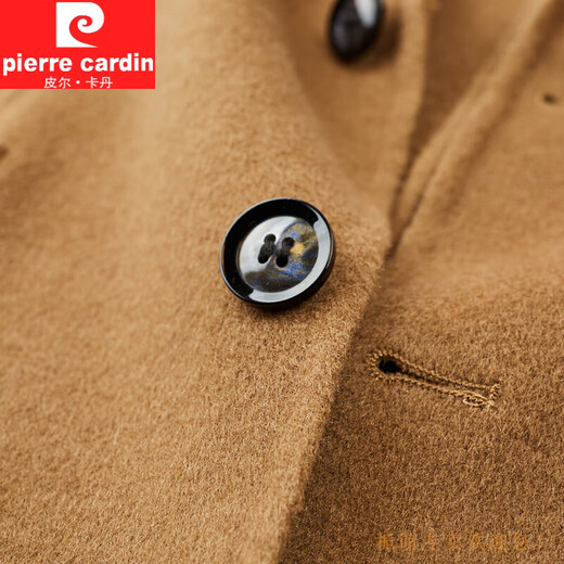 皮尔卡丹（pierre cardin）高端双面呢西装外套男士秋冬季短款大衣商务休闲羊毛呢子西服男 黄色 M 170