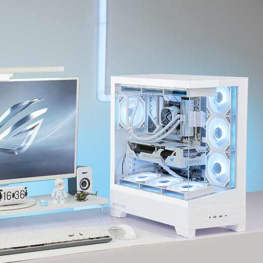 ASUS (ASUS) ASUS ROG family bucket assembly computer sea view room R7 7800X3D/R7 9800X3D barebones Tianxuan host pure white Xiaofuxue desktop computer 7800X3D barebones +32G丨Configuration three