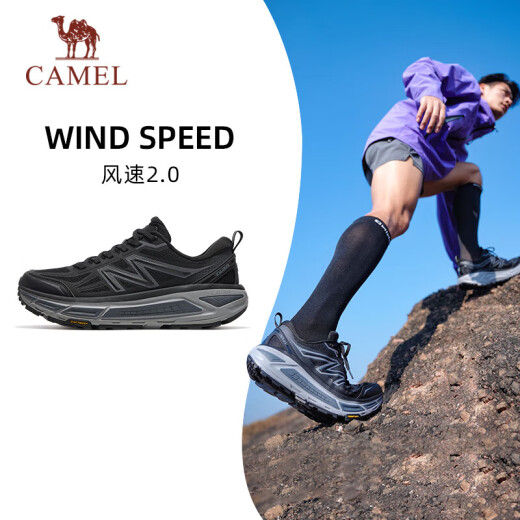 骆驼（CAMEL）风速2.0全地形慢跑步男鞋休闲运动鞋子 X15B09L7023 黑/寒冷灰 43