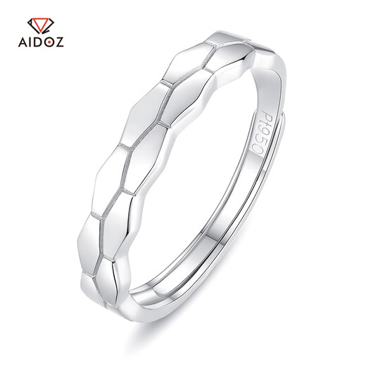 Aido diamond platinum ring for men and women, pt950 platinum pair ring, live mouth, adjustable, women's live mouth, single 2.6-2.8 grams