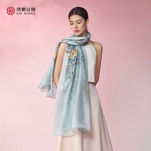 
Embroidered silk Suzhou long silk scarf gift box 100% mulberry silk silk scarf shawl for women thin 2025 spring and autumn summer scarf