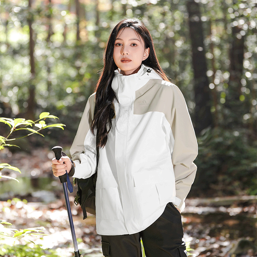 
Tuoluzer outdoor jacket for women three-in-one windproof waterproof jacket for men in autumn and winter couples hiking suit breathable and warm men women's gray-purple-fleece liner S