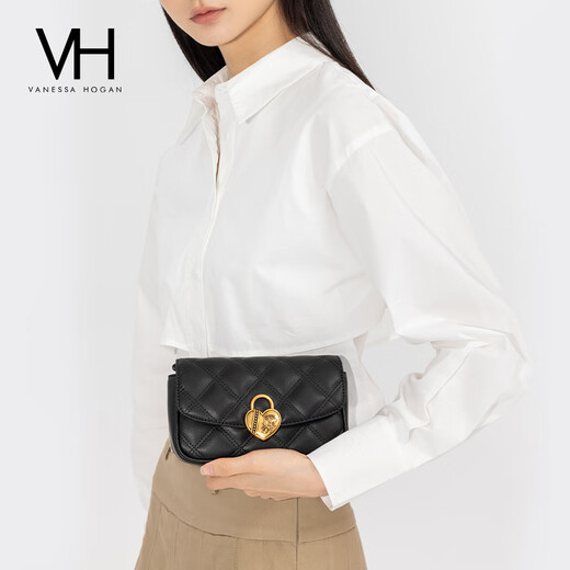 VANESSA HOGAN【情人节礼物】VH女包浪漫心动玫瑰锁斜挎包潮流时尚菱格单肩包 米白+绿野仙踪礼盒 (附赠精美礼