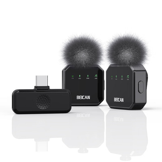 Mylasen Beican Wireless Lavalier Microphone Anchor Live Recording Equipment Outdoor Interview Short Video Radio Douyin K Song Noise Reduction Microphone Suitable for Apple Android Black One to Two Lightning Interface