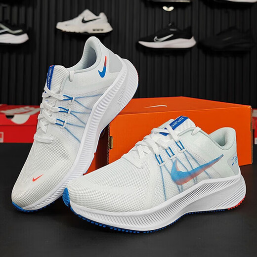耐克（NIKE）官网官方男鞋运动鞋 25夏季QUEST 5轻便减震透气休闲鞋子跑步鞋男 DA1105-101/白蓝红/ QUEST 4 44.5