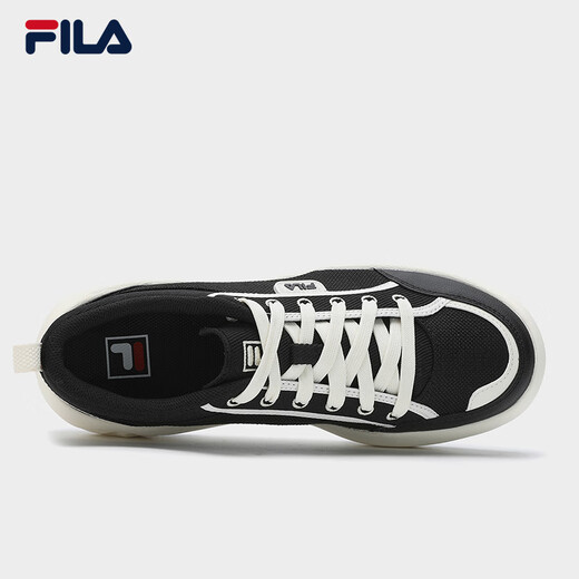 FILA 斐乐官方男鞋COOKIES复古帆布鞋2025夏新款曲奇鞋时尚休闲鞋 黑/奶白-BG 39