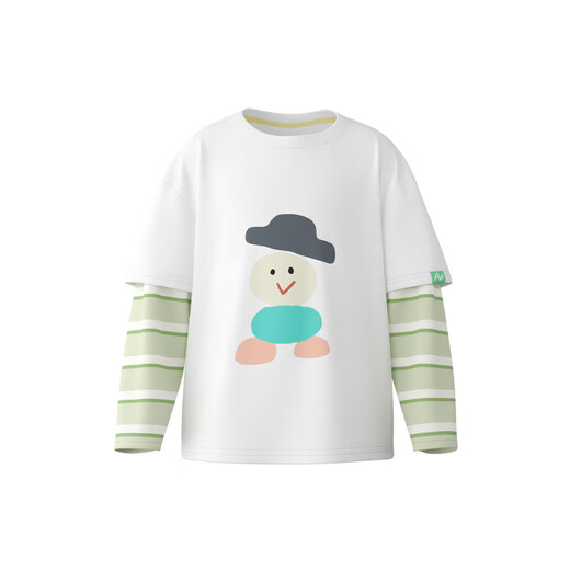 Papa shopping mall same style climbing spring children's T-shirt boys and girls long-sleeved fake two-piece cool sun protection top off-white 110