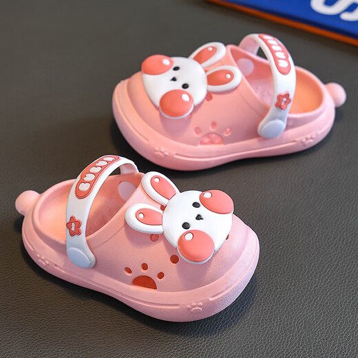 Kinder-Cartoon-Lochschuhe im Sommer Baby im Innen- und Außenbereich Little Boy Badeschuhe weiche Sohle nicht rutschfestes Kinder zu Hause Pink-Rabbit 24-25 Größe 15 cm (geeignet für weniger als 3 Jahre)