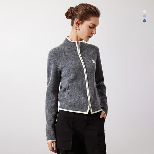 Navigare Italian dinghy women's all-wool sweater cardigan jacket 2334094503 gray/white XL