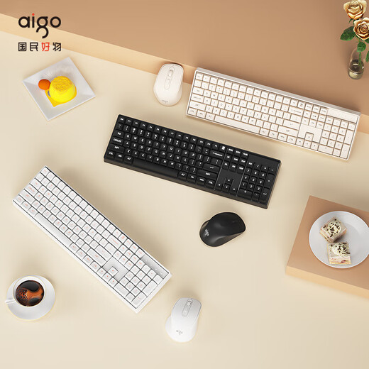 爱国者（aigo）CK104 无线2.4G连接游戏办公机械键盘鼠标套装 即插即用 多键无冲 真·机械轴体 豆乳盒子 红轴