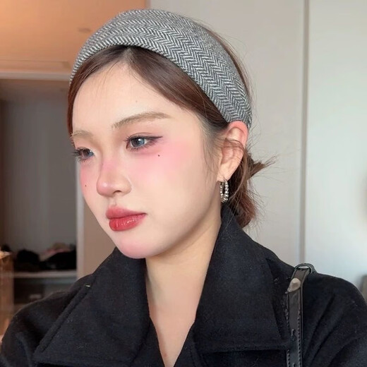 Morning star old money style knitted wide-brimmed headband women's high-head headband hairpin high-end clip hair bundle spring headband hair accessories brown texture wide-brimmed hairband