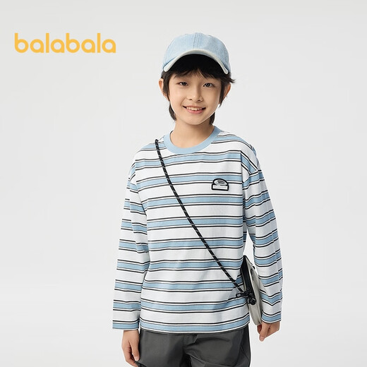 Balabala children's clothing boys' T-shirt children's 2025 spring new long-sleeved top striped shopping mall same style 202125100106