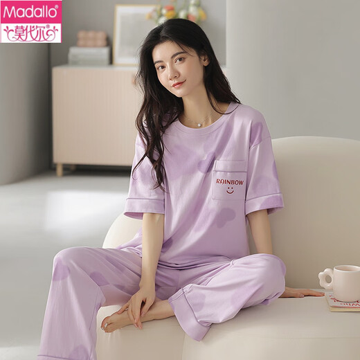 
Modal new pajamas for women in summer pure cotton short-sleeved trousers tie-dye Korean version for outdoor wear thin set ZH-9713 M