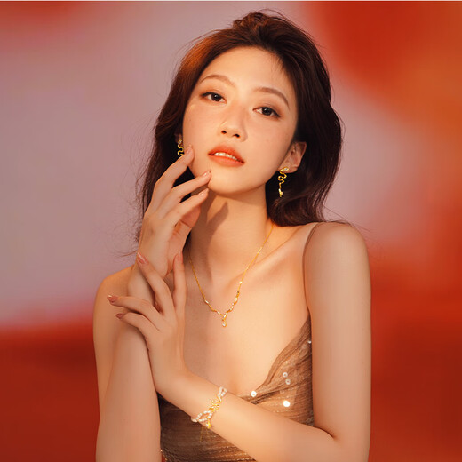 Chow Tai Sang*DC Starlight Spirit Snake Necklace Silver Women's Collarbone Sweater Chain Snake Year Birthday Gift for Girls Sunlight Spirit Snake Necklace