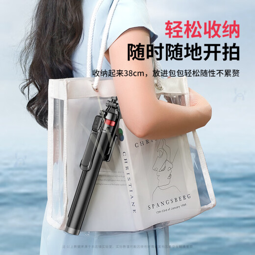 宾博德国【2.2米防抖稳拍】自拍杆三脚架落地手机支架伸缩便携旅游自拍神器360度旋转多功能直播拍摄架 2.2米四轴自拍杆