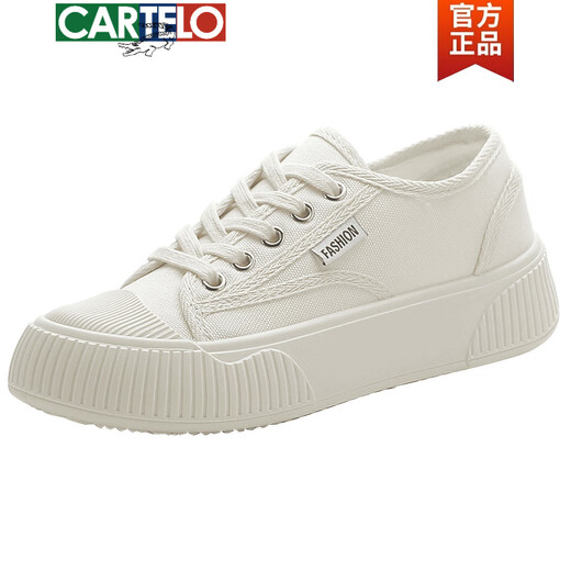 CARTELO brand genuine crocodile (CARTELO) special offer for spring 2025 new canvas shoes for women versatile casual genuine leather small white shoes trend 9923 black 35