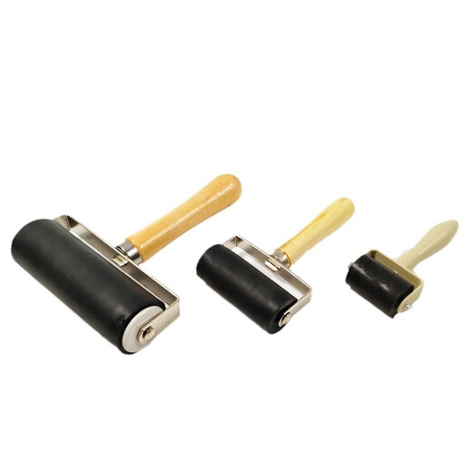 Pu Cheng cross-border printmaking tool roller rubbing ink rubber roller wooden handle 10cm art rubber roller wooden mushroom Malian wood board painting 2 wooden mushrooms