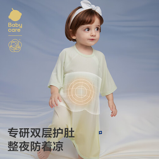 babycare新生婴儿四季通用春夏款护肚睡裙山茶花家居分腿睡袋春辰牧歌80码
