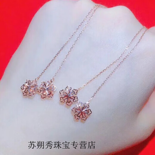 KERLA gold store style purple gold color gold snowflake ear wire fashion ins cool style Korean version rose gold rose gold snowflake ear wire 585 purple gold pair