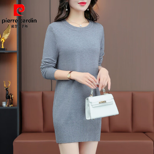 Pierre Cardin Solid Color Sweater y Sweater Vestido para mujeres de la base de base delgada y de moda para mujeres Otoño e invierno 2025 Nuevo estilo WLF9901 L 105-125Jin [Jin equivale a 0.5 kg]