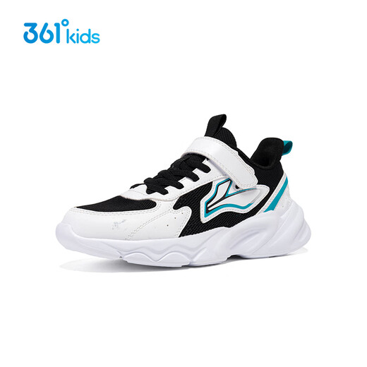 361 [Gleiches Modell im Einkaufszentrum] Kinderschuhe Jungen Kinder lässige Schuhe 2025 Frühlings- und Sommermitte und große Kinder neue Sportschuhe Carbon Schwarz/361 Grad Weiß/Ente Blue 38