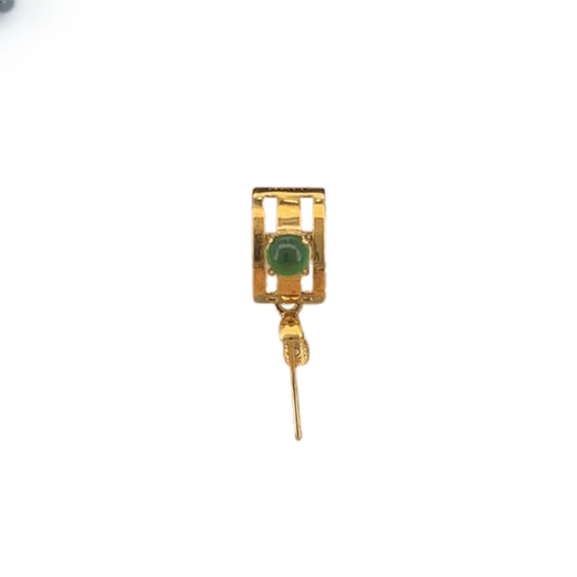 Juke 18K gold buckle head emerald top bead and jade pendant enlarged diamond melon seed buckle Guanyin Buddha pendant gold oblique hole clip buckle No. 2 gold color straight hole