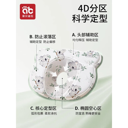Aibedira baby styling pillow 0 to 6 months old correction head shape correction anti-reflection 1 year old 3 silicone newborn baby pillow