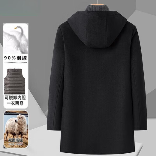 DK High-End-Herrenhäuser-Wollmantel Herren Winter mit mittlerer Länge doppelseitiger Wollwehrtermine verdickte Liner Wollmantel Schwarz XL 180