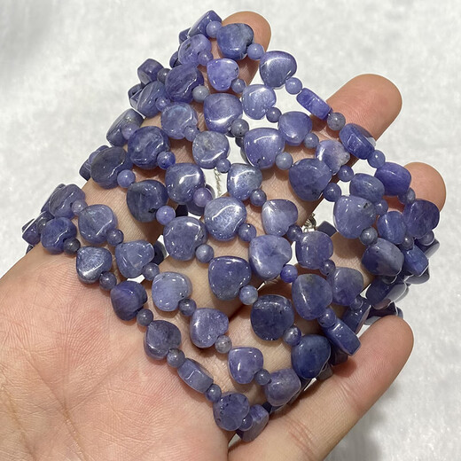 Qianjun Natural Tanzanite Love Bracelet Fashion Fashion Fashion Fresque simple Crystal Bracelet en forme de coeur Crystal Polvolence 1 # / 7 * 8 mm / Love / Single-Lang