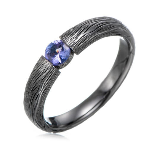 Chihuan tree pattern tanzanite 925 silver plated black gold ring index finger ring gift silver 925 antique natural gemstone men's and women's ring No. 10