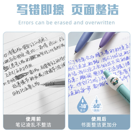 东米826解压旋转笔热易可擦笔热敏擦中性笔小学三年级专用ins高颜值萌趣可爱0.5mm晶蓝减压转转笔 萌趣旋转笔【紫杆1支】可擦晶蓝