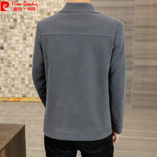 Pierre cardin 2025 new men's jacket spring and autumn trendy work clothes versatile jacket men's casual lapel top gray 695 2XL [suitable for 135-150Jin [Jin equals 0.5 kg]]