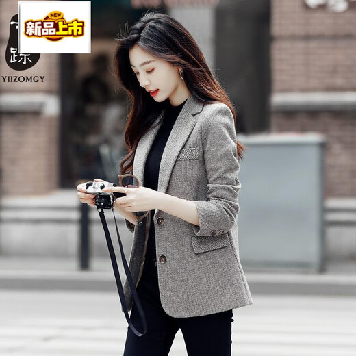 Chujing 2025 new blazer women's spring and autumn new Korean style casual fashion temperament small suit top British style brown 2XL