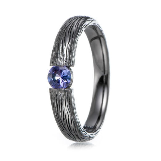 Chihuan tree pattern tanzanite 925 silver plated black gold ring index finger ring gift silver 925 antique natural gemstone men's and women's ring No. 10