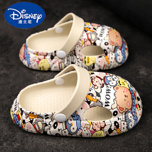 迪士尼（DISNEY）儿童洞洞鞋2025夏季新款男童凉鞋防滑小童男孩包头沙滩鞋宝宝软底 小熊 24