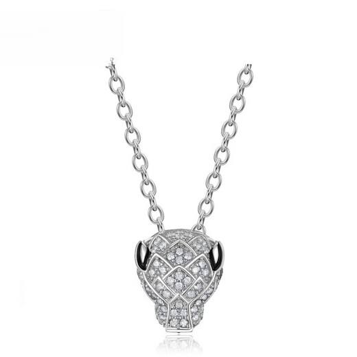 DL 1998 Fat Donglai same style pt950 platinum pendant necklace silver 18 necklace couple men and women fashion leopard head necklace + pendant (men's style)