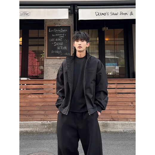 Poum Herren Joint Japanische Arbeitsjacke Herren 24 Frühling und Herbst Neue trendige Marke Loose Casual Double Reißverschluss Teenager Jacke Clh-y6629 Grau XL