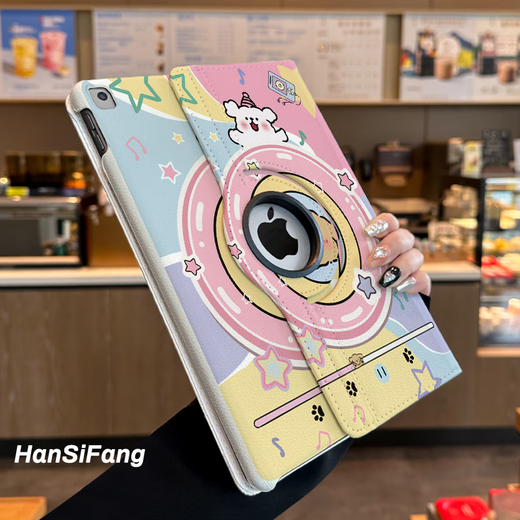 
Other family line puppy ipad9 protective case 2024 Air6 rotating leather case pro11 pen slot sticker 8/9/10 generation anti-fall ipad 8 generation 2020 [10.2 inches] rotating leather case [V3527 listening to music line dog] + pen slot sticker