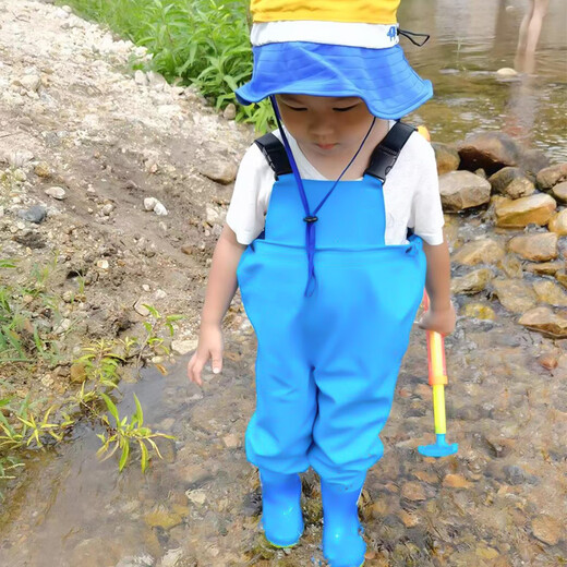 Zailu light children's waders, wading suits, bibs, waterproof pants, one-piece water shoes, fish play water, kindergarten, beach and sea, children's pink+pink boots, bibs and trousers 26 26