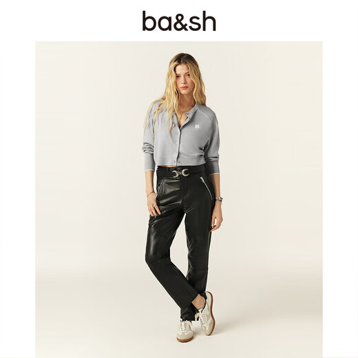 Ba&sh bash early spring French intellectual gray cardigan soft waxy top sweater 1E25BRAN BLEUCIEL M (1)