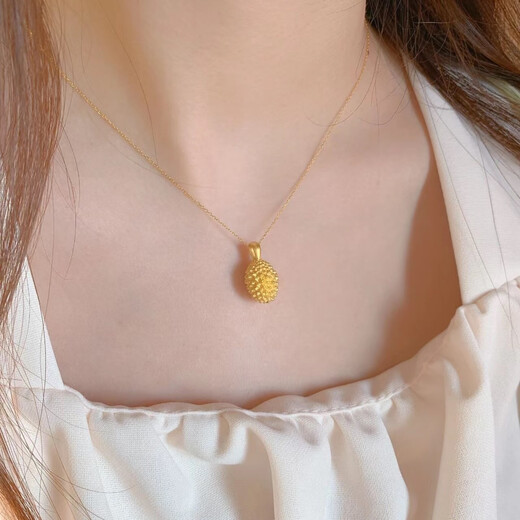 Shiyi Gold Durian Pendant Pure Gold 999 Gold Durian Pendant Durian Gold Pendant Fruit DIY for Girlfriend on Chinese Valentine's Day Pure Gold Durian 0.1g (Single)