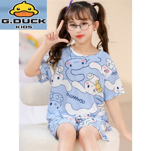 G.DUCKKIDS库洛米睡衣女童夏季薄款冰丝短袖公主风2025新款儿童夏天女孩网红 QDX1105【UP 3.0冰丝】 100 8码【高90-100CM重30斤】