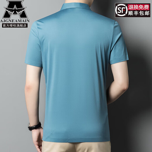 AJGNEAMAIN意大利轻奢高档男装夏季短袖POLO衫无痕商务休闲半袖纯色男士上衣 9859浅绿【无痕免烫抗皱】 3XL 190/56【建议170-190斤】