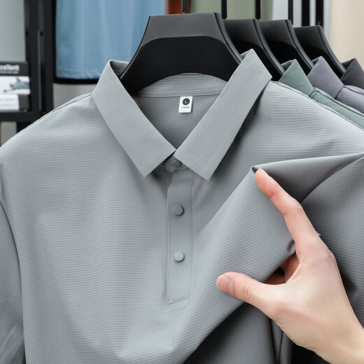 Jeanswest Wang Yibo befürwortet große Größe loser Ice Seide kurzärmelige Herren Sommerdünne Polo-Hemd Schnell trocknend schweißdichtes Sonnencreme Top BYBL-12357 BROWN 2XL