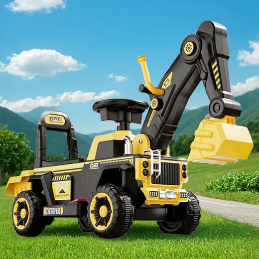 Kindischer Bagger kann auf Kinder mit elektrischem Spielzeugwagen mit großer Ingenieurauto-Bagger-Geburtstagsgeschenk für Kinder sitzen.