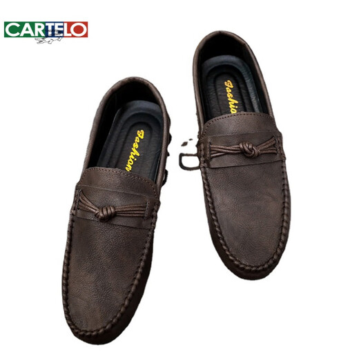 
CARTELO Summer Men's Shoes Loafers Men's 2025 Korean Style Men's Casual Leather Shoes Soft Sole Social Young Men's Youth Shoes D826 Black 42