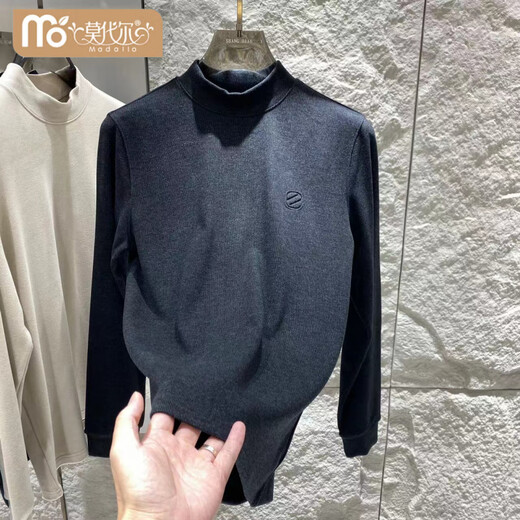 Modal counter skin-friendly and comfortable mid-collar double-sided velvet bottoming shirt for men in winter, warm inner layer with velvet slimming elastic top, apricot color XL 140-155Jin Jin equals 0.5kg