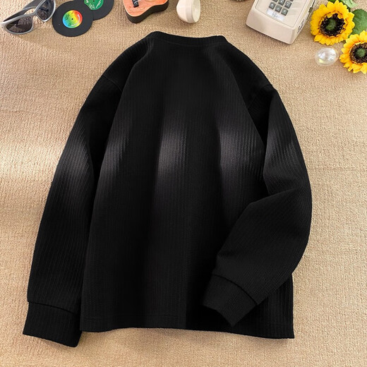 XUANSENTU Henry collar long-sleeved T-shirt men's spring textured inner layering shirt teenagers loose silhouette fashion brand clothes white 2XL (180) 150Jin Jin equals 0.5kg to 170Jin Jin equals 0.5kg can be worn